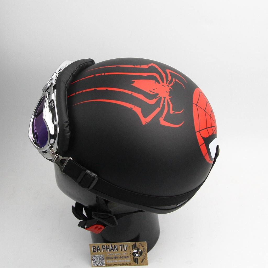 Mũ bảo hiểm nửa đầu 1/2 kèm kính, Tem nhện spiderman Mũ bảo hiểm đạt tiêu chuẩn