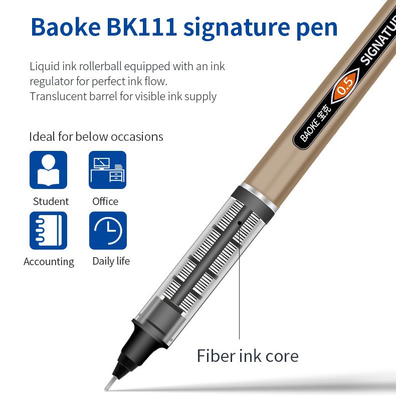 Bút ký nước Baoke BK111 ngòi 0.5mm màu xanh / đen cao cấp dùng cho văn phòng