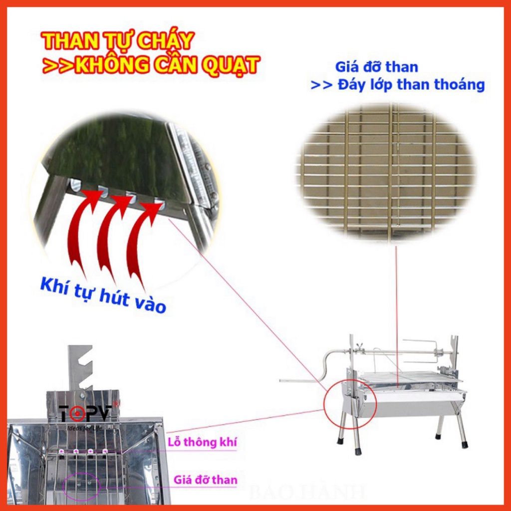 Bếp nướng than hoa đa năng TOPV  2 in 1,bếp nướng than hoa không khói,nướng ngoài trời,lò nướng thịt bằng than,inox DNS 