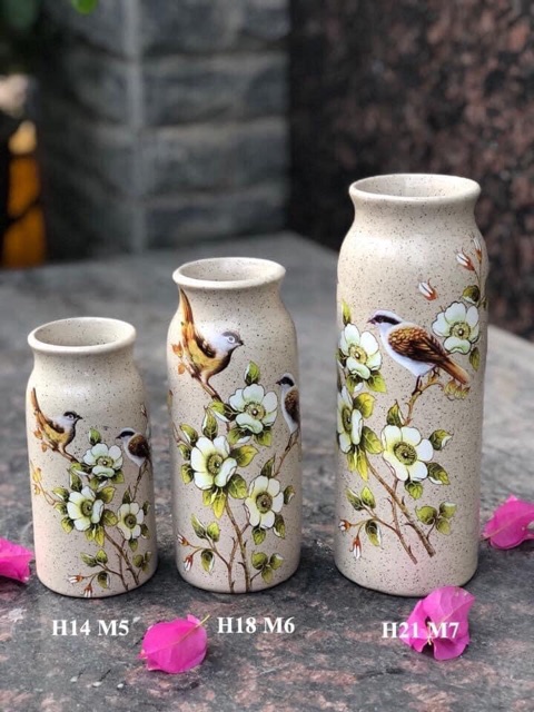 SET 3 LỌ HOA BÌNH BÔNG TRANG TRI NHA CƯA