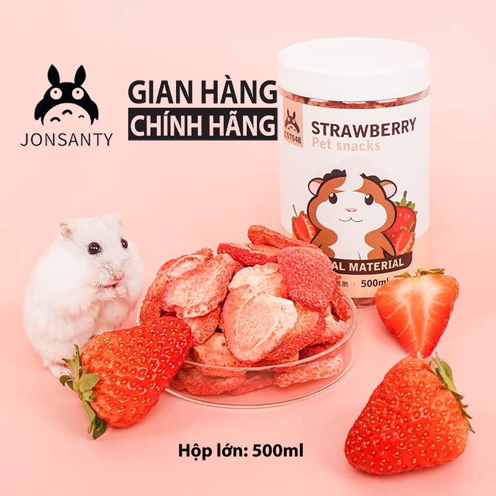 Dâu sấy lạnh cho sóc bay úc, chuột hamster, nhím, bọ ú, thỏ chính hãng JONSANTY hộp 500ML CST048