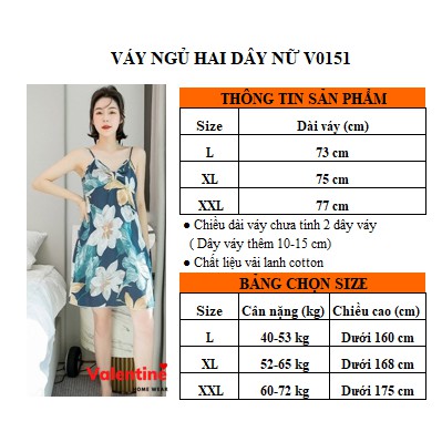 Váy ngủ hai dây nữ phong cách nữ tính chất cotton lanh thoáng mát nhiều màu mã VAV0151 | BigBuy360 - bigbuy360.vn