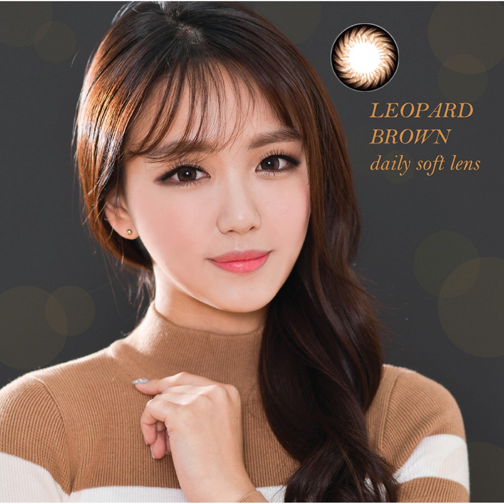 Lens mắt nâu đỏ Leopard Brown ,  lens cận 1 năm đeo êm nhẹ tự nhiên , kính áp tròng cận loạn Hàn Quốc | Ann365 Lens