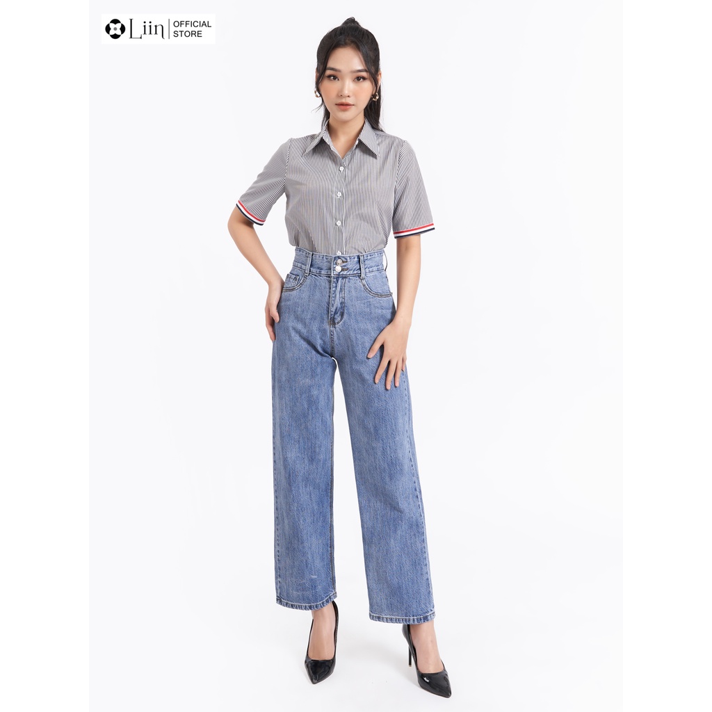 Áo sơ mi thô cộc tay linbi họa tiết kẻ mix viền kiểu dáng năng động, trẻ trung liin clothing SM3986