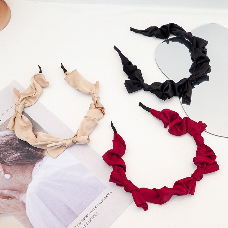 Băng đô nơ xếp ly màu sắc Retro