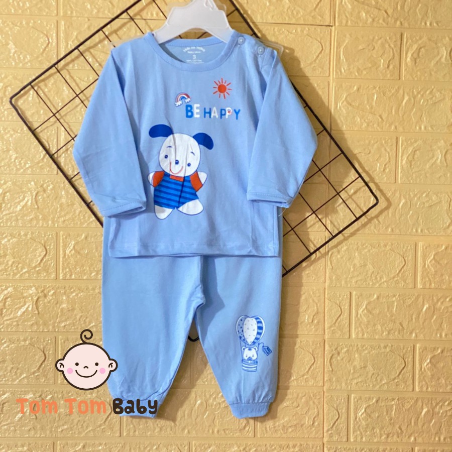 Bộ quần áo trẻ em Tay Dài Cài Nút Vai Thái Hà Thịnh - Chất vải cotton 100% mềm, min cho bé trai, bé gái