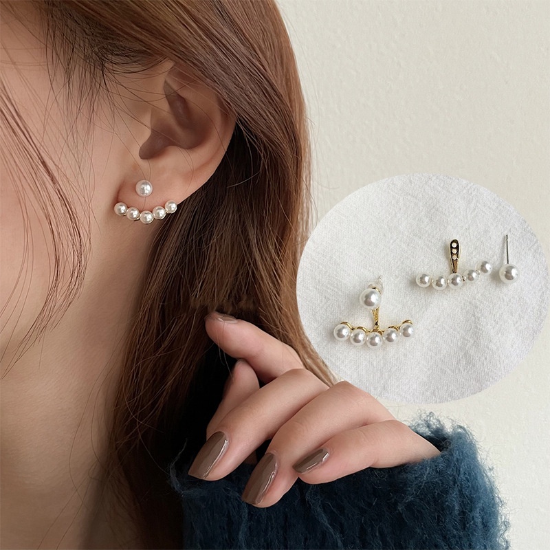 Khuyên Tai Kim Loại Đính Hạt Ngọc Trai Sang Trọng Cho Nữ Hoa tai Bông tai thời trang