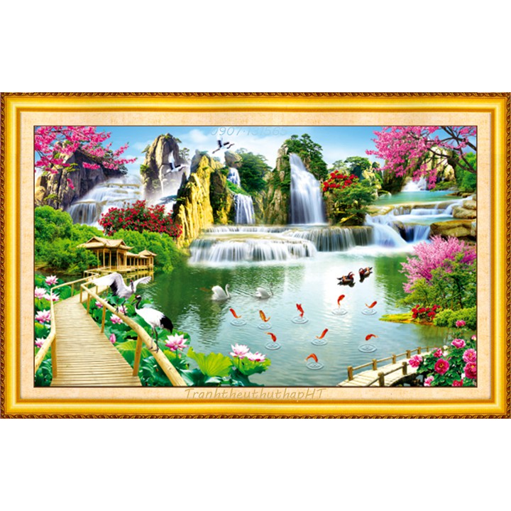 Tranh thêu chữ thập phong cảnh Bồng lai tiên cảnh LV3290 - tự thêu