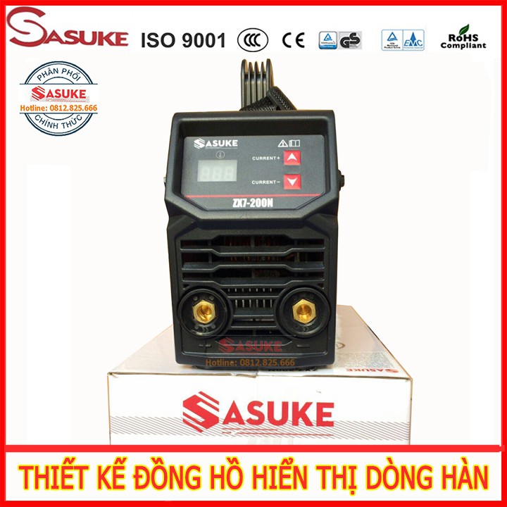 Máy hàn điện tử mini inverter Sasuke mã ZX7-200N ( Đầy đủ phụ kiện, dây hàn, dây mass, mặt nạ, găng tay da, que hàn)