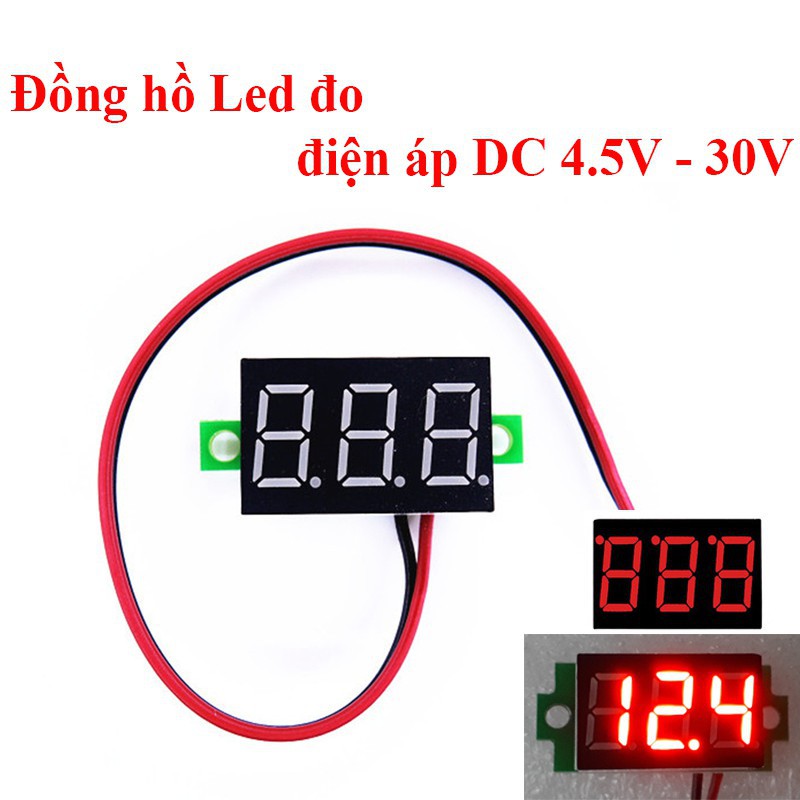 Vôn kế điện tử màn hình hiển thị LED 0.36&quot; 4.5-30V có biến trở tinh chỉnh sai số nhỏ