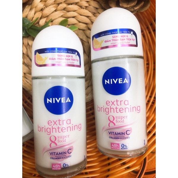 Lăn khử mùi Nivea Sáng mịn &amp; Giảm thâm sạm Extra Brightening Vitamin C 50ml