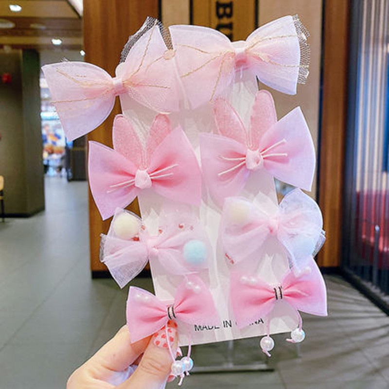 Set 8 Kẹp Tóc Nơ Dễ Thương Cho Bé Gái