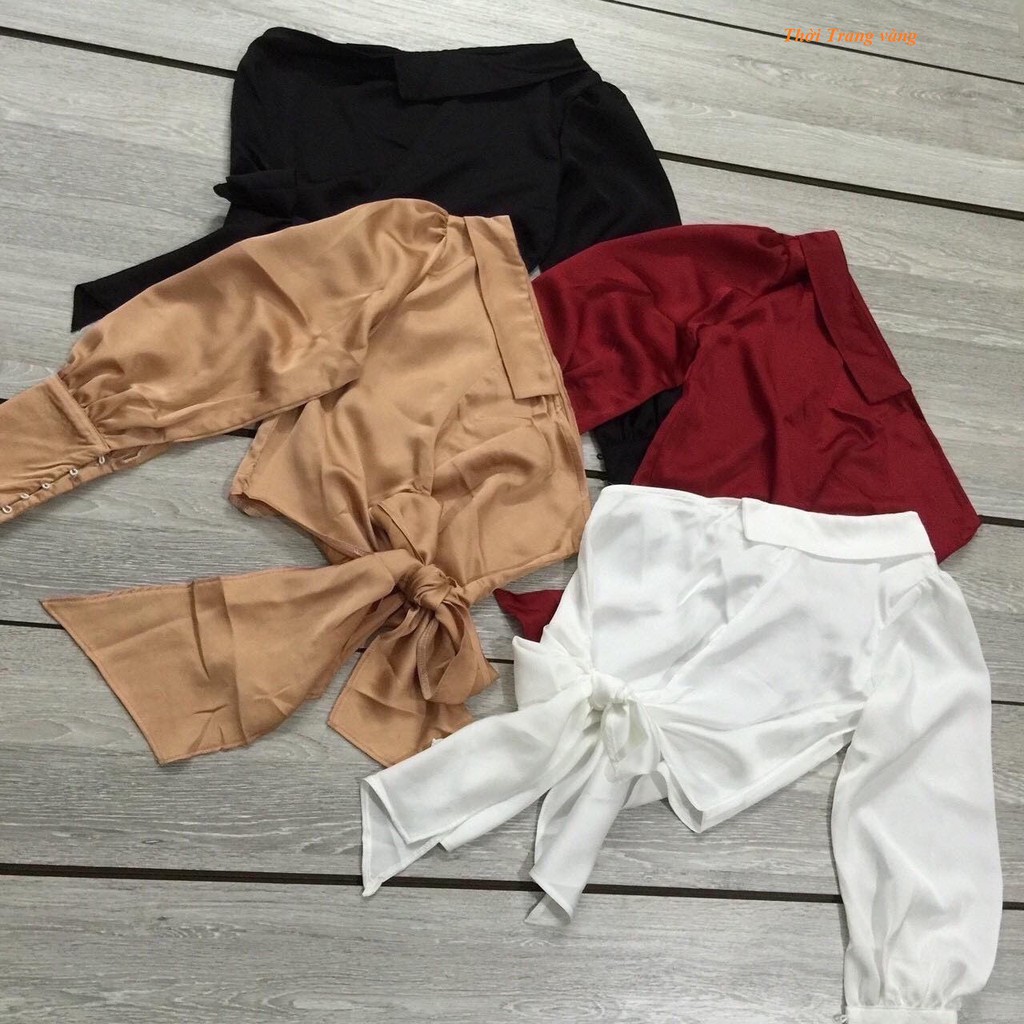 Áo phi cổ xéo 1 tay phối nơ eo sành điệu TTKX0712