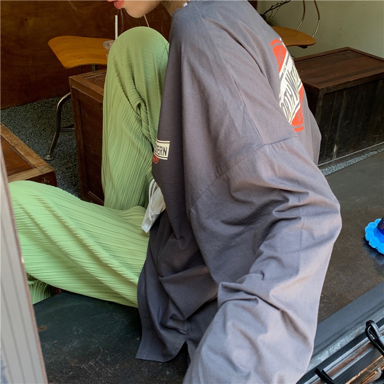 Áo Thun Tay Dài Xẻ Tà Dáng Rộng Thời Trang Mùa Thu Mới Cho Nữ