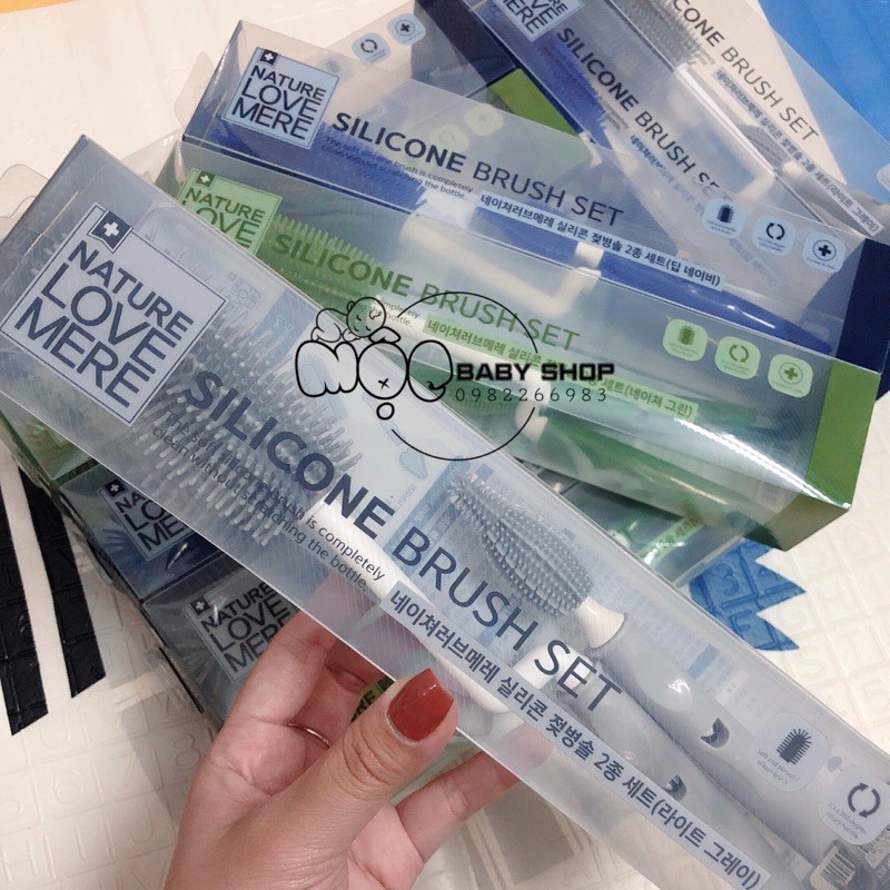 [CHÍNH HÃNG] Set 2 cọ rửa bình &amp; núm Silicon cao cấp NATURE LOVE MERE0