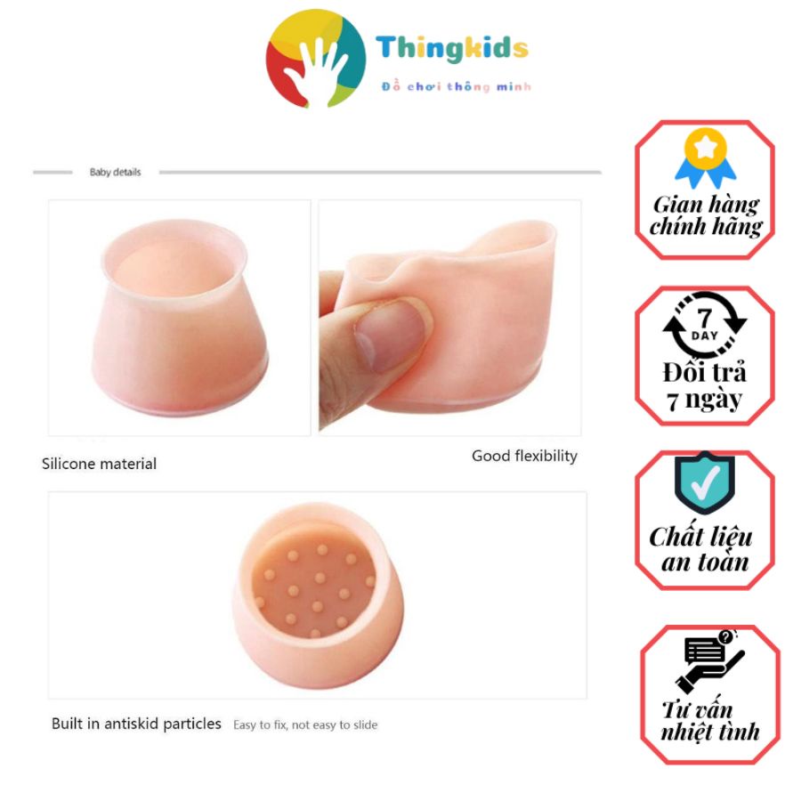 Combo 04 chiếc nắp silicon tròn bọc chân bàn ghế - Thingkids
