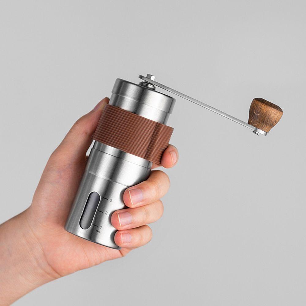 Máy Xay Cà Phê Espresso Bằng Thép Không Gỉ Tay Cầm Gỗ