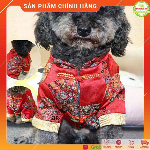 Áo cho chó ngày tết 3 Size FREESHIP Thời trang chó mèo, vải gấm lụa đỏ, vải lót nhung êm ái giữ ấm,áo chó mèo mùa đông