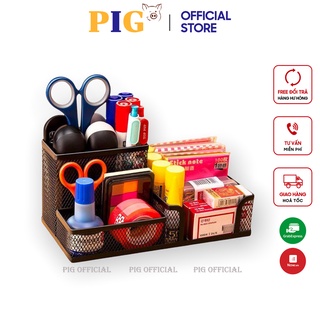 Khay đựng bút đồ dùng bàn học 3 ngăn thiết kế bằng kim loại chắc chắn