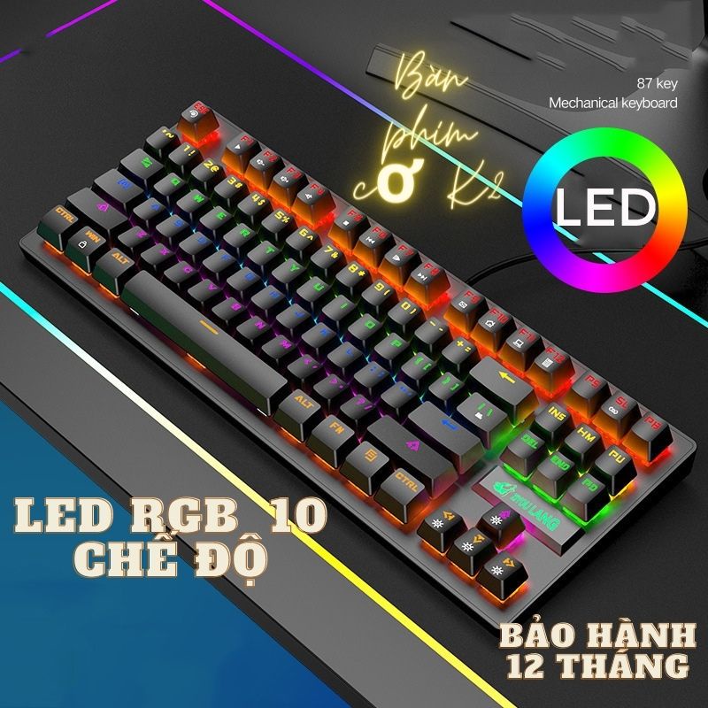 Bàn phím cơ K2 PRO Led RGB 10 chế độ cực đỉnh blueswitch chất lượng chính hãng BẢO HÀNH 12 THÁNG