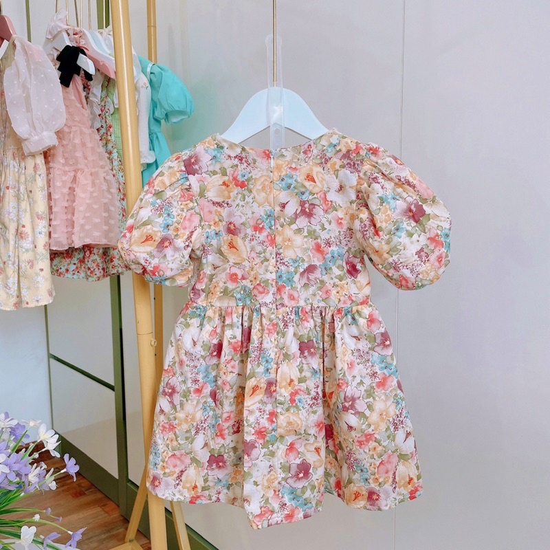 Váy trẻ em Váy hoa phối ren ngực xinh xắn vải mềm mát
