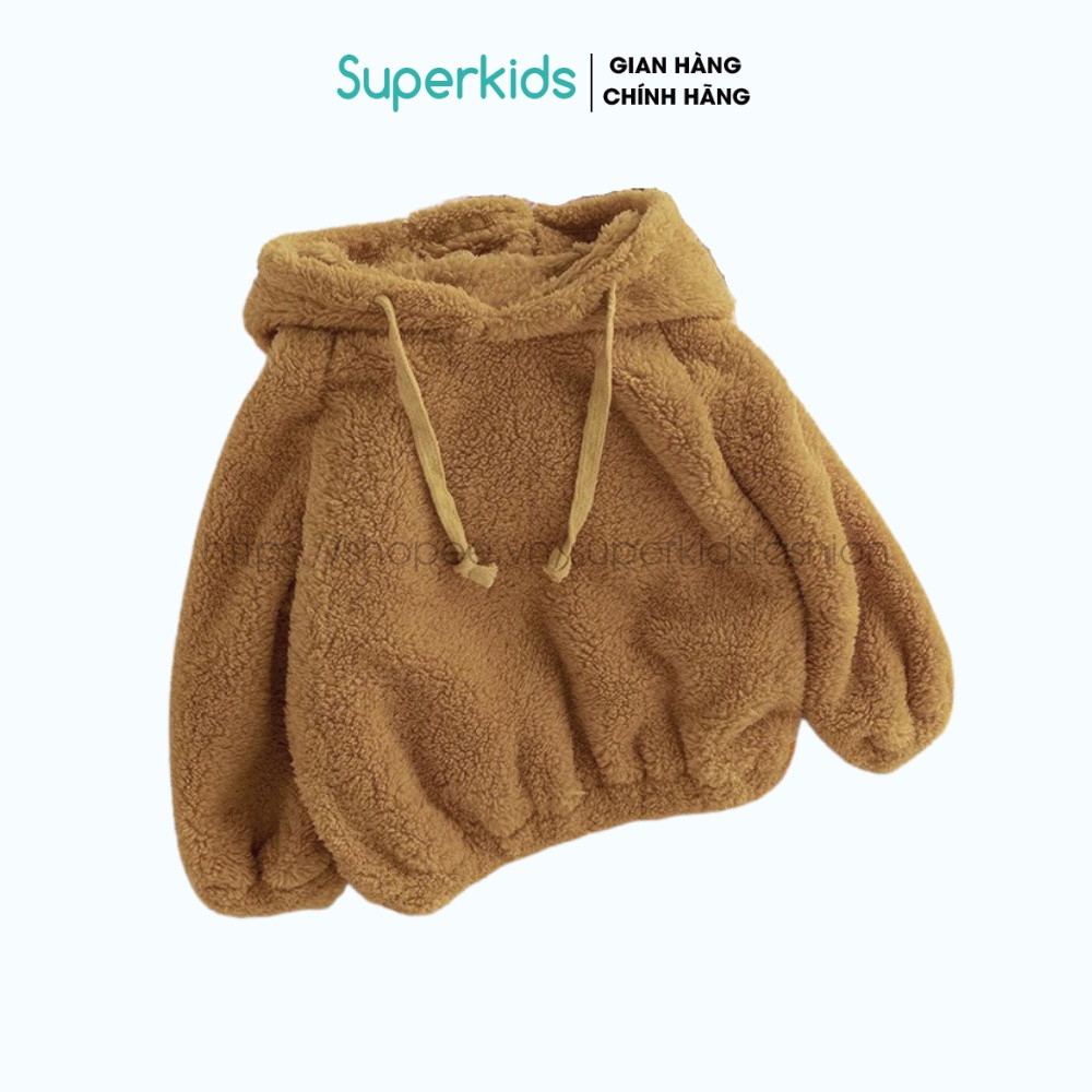 Áo nỉ hoodie lông tai Gấu cho bé 8-18kg QATE751