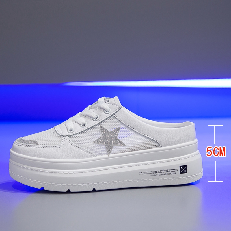 Dép Bít Mũi Đế Dày Tăng Chiều Cao Phối Lưới Thời Trang Cho Nữ | BigBuy360 - bigbuy360.vn