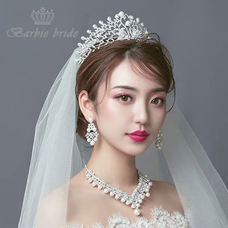 Vương miện cô dâu BarbirBride handmade thiên nga ngọc trai, phụ kiện biểu diễn, dạ tiệc, trao giải S#52