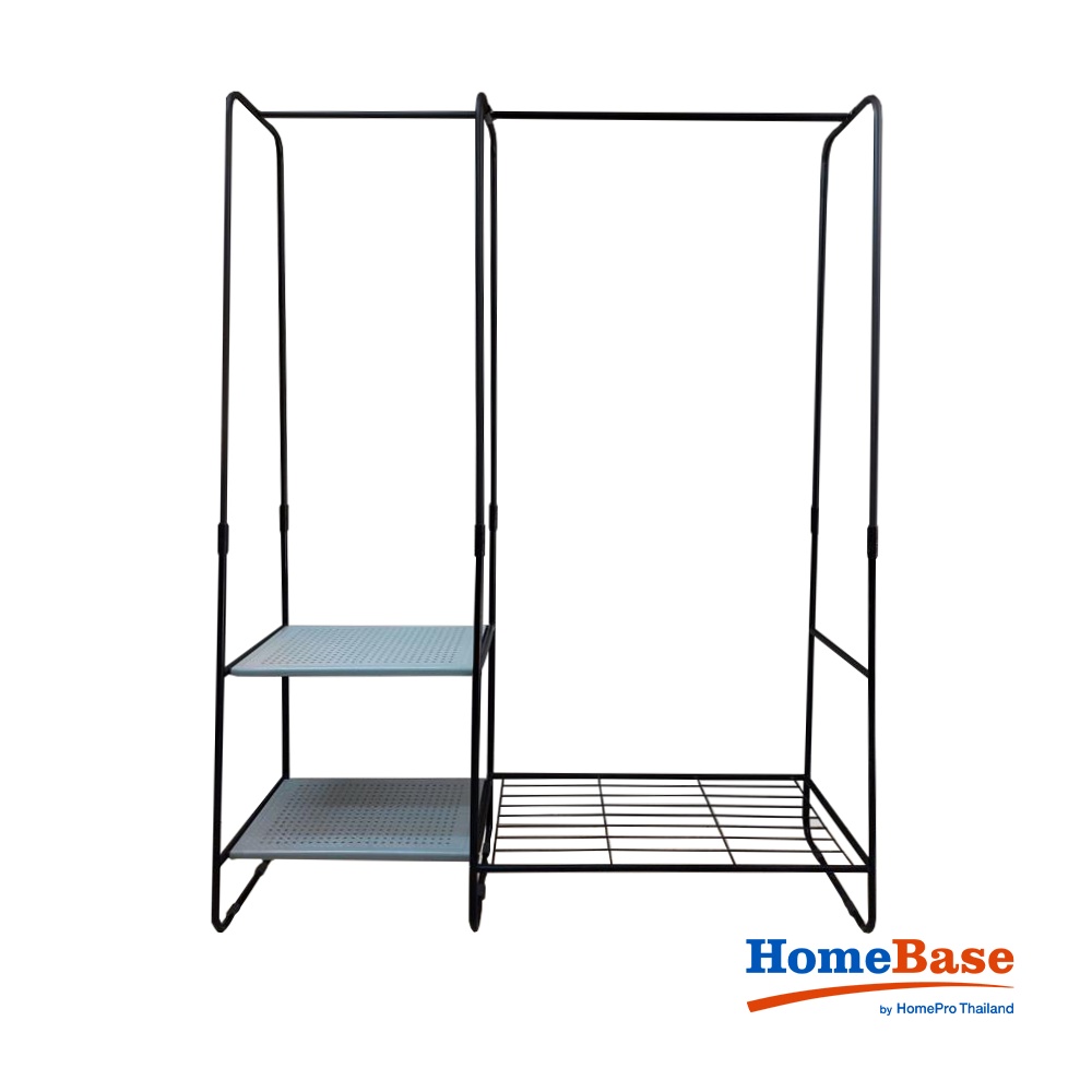 HomeBase ME LIVING Giá treo quần áo 3 ngăn kèm thanh chữ A bằng thép Thái Lan PIXEL W125xH160xD40cm