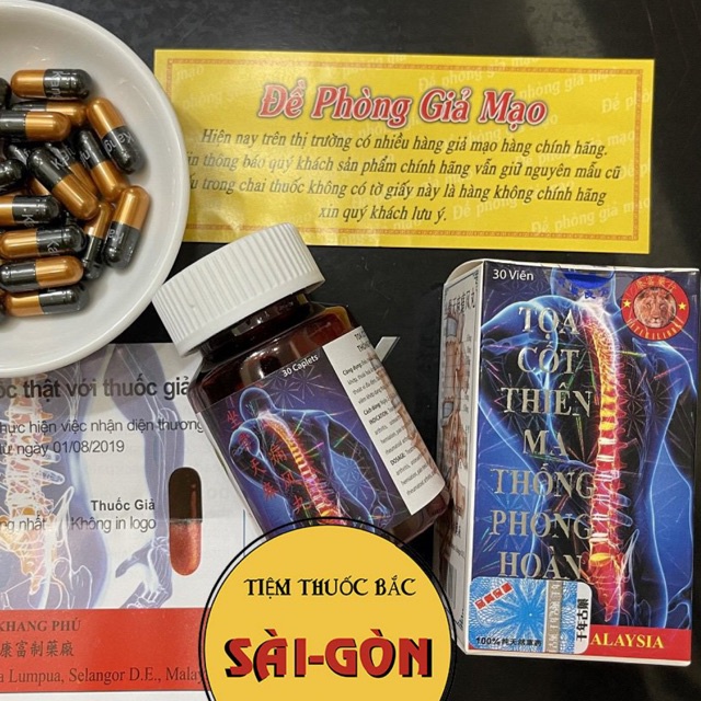 Toạ Cốt Thiên Ma Thống Phong Hoàn Viên Có Chữ - Hộp 30 viên