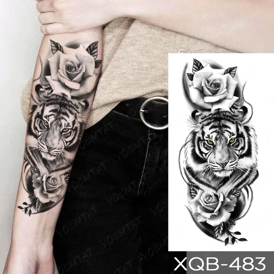 Hình Xăm Dán Tạm Thời Hình Rắn/ Rồng/ Hổ/ Hoa Hồng Chống Thấm Nước Cho Nam Và Nữ