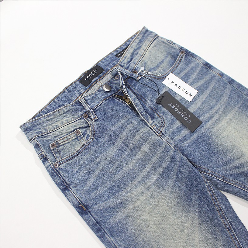 Quần jean zipper Pacsun xanh vẩy sơn ✅ Quần jean Pacsun ✅ Chất jean co giãn cao cấp Daddyst