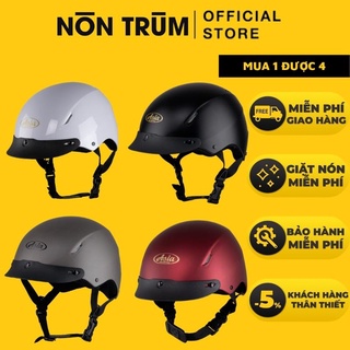 Mũ bảo hiểm 1/2 asia mt155 kèm lưỡi trai, nón bảo hiểm nửa đầu có lỗ thông gió thoáng khí - nón trùm