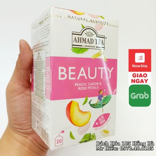 [Hỏa Tốc] Trà Ahmad Tea thảo mộc BEAUTY hộp 20 gói - Peach, Carob & Rose Petals