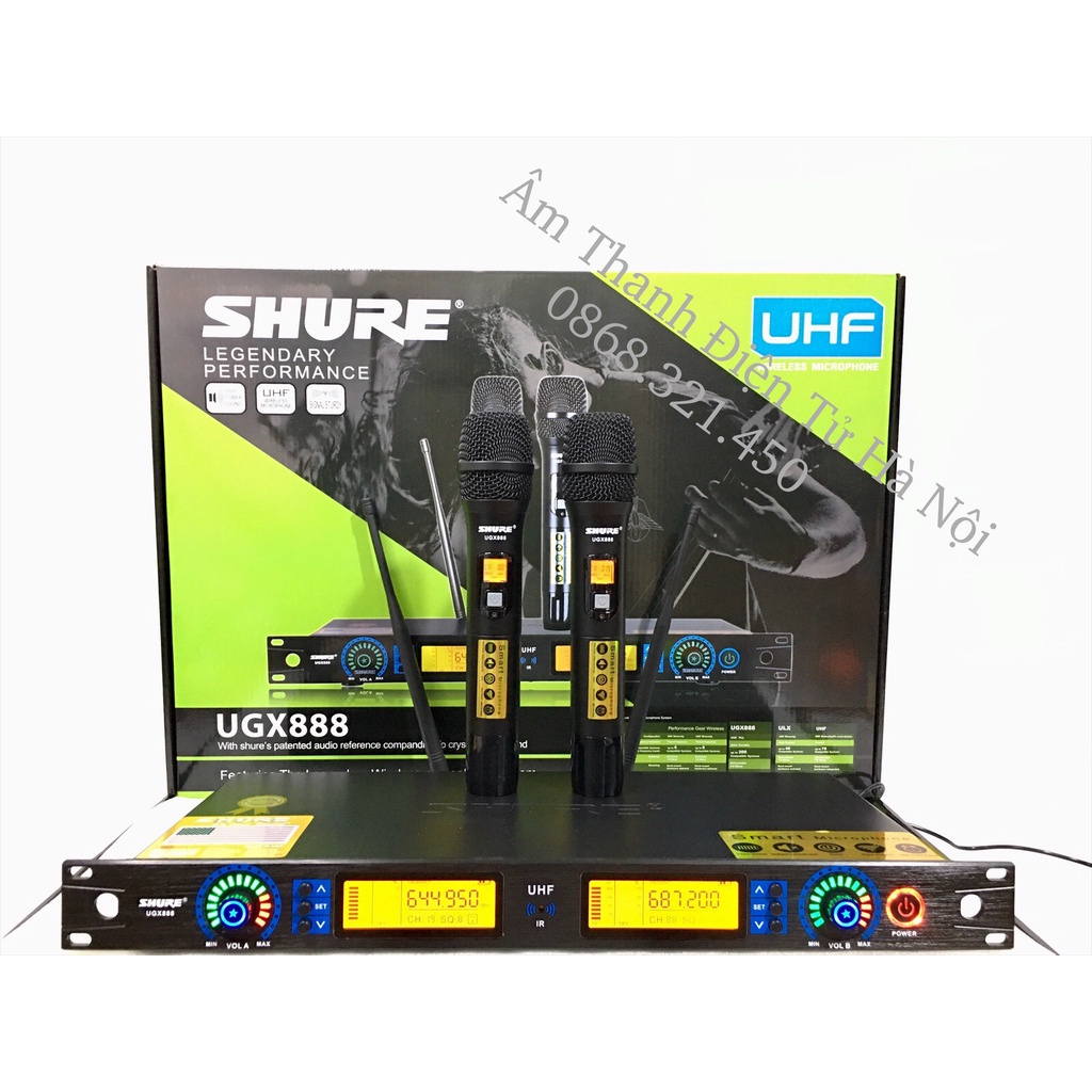 Micro Không Dây SHURE UGX 888 Có Tự Ngắt, Dò Sóng Chỉnh Tần Số Hiện Đại. Chuyên Karaoke Chuyên Nghiệp.