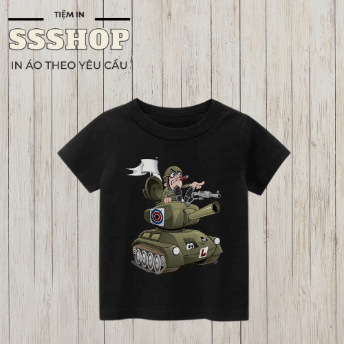 Áo thun bé trai và bé gái in hình hoạt hình Xe Tăng, chất liệu cotton thoáng mát, hình in PET rất đẹp SSSHOP 01