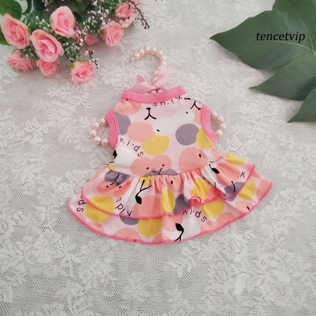 Đầm công chúa bằng cotton viền bèo in họa tiết trái cây cho thú cưng