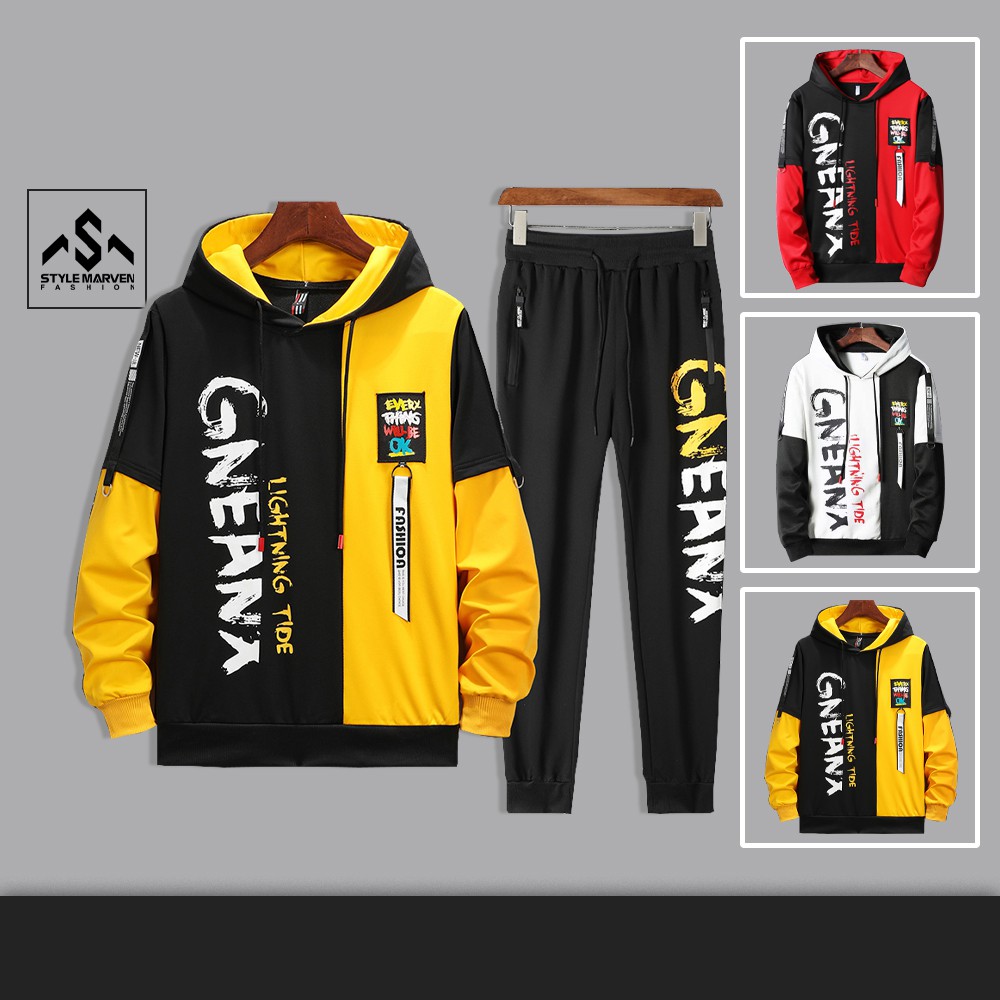 Bộ đồ nỉ thu đông cho nam STYLE MARVEN áo Hoodie GNEANX mix quần Jogger trẻ trung thời trang - SET NAM 9000077