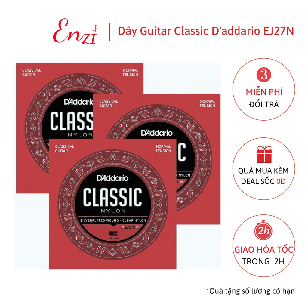 Dây đàn Guitar Classic D addario EJ27N Normal EJ45 EJ46 EJ49 dây đàn guitar cổ điển nylon chất lượng Enzi