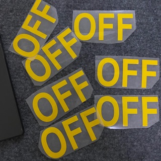 Decal Logo Sticker Patch in áo ủi trực tiếp lên vải Chữ OFF vàng