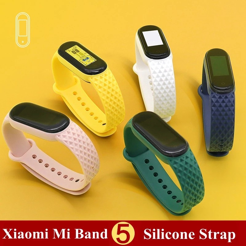 Dây Đeo Thay Thế Chất Liệu Silicon Màu Trơn Cho Xiaomi Mi Band 5 4 3