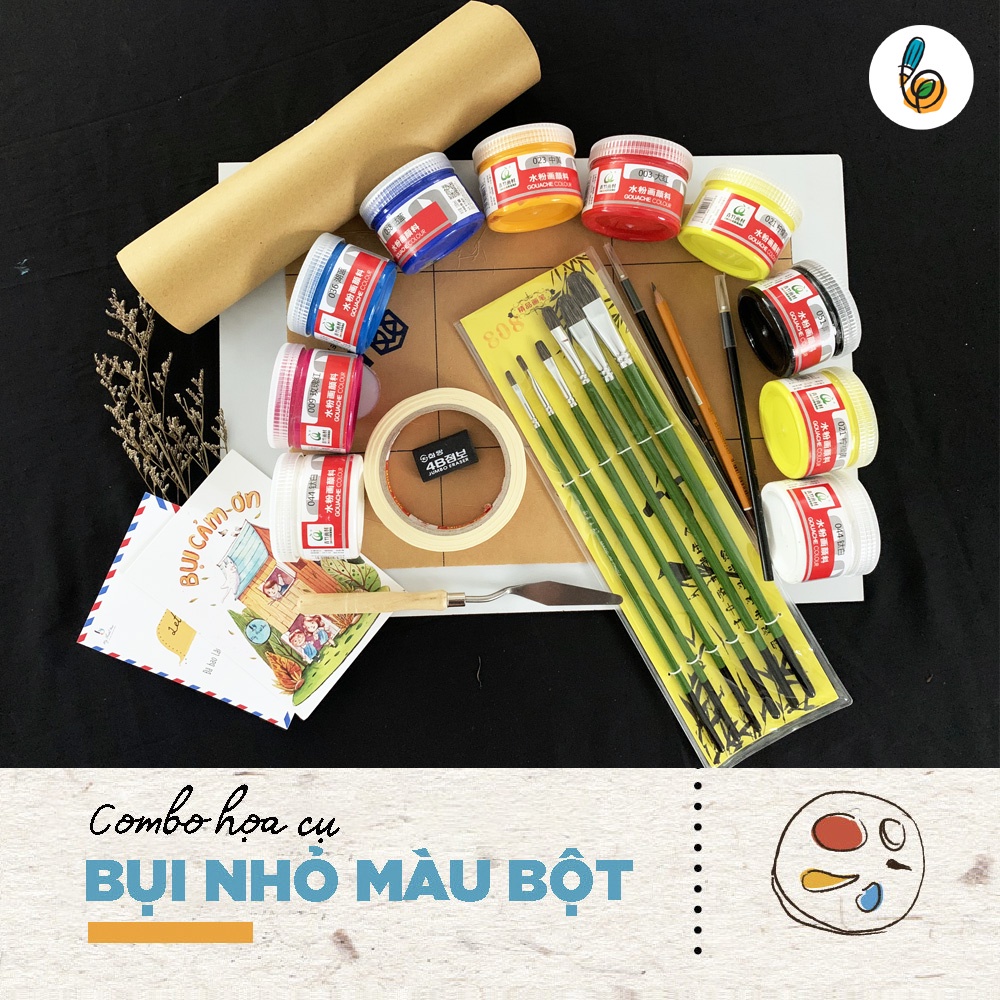 Combo họa cụ vẽ Bụi nhỏ MÀU BỘT dành cho các bé