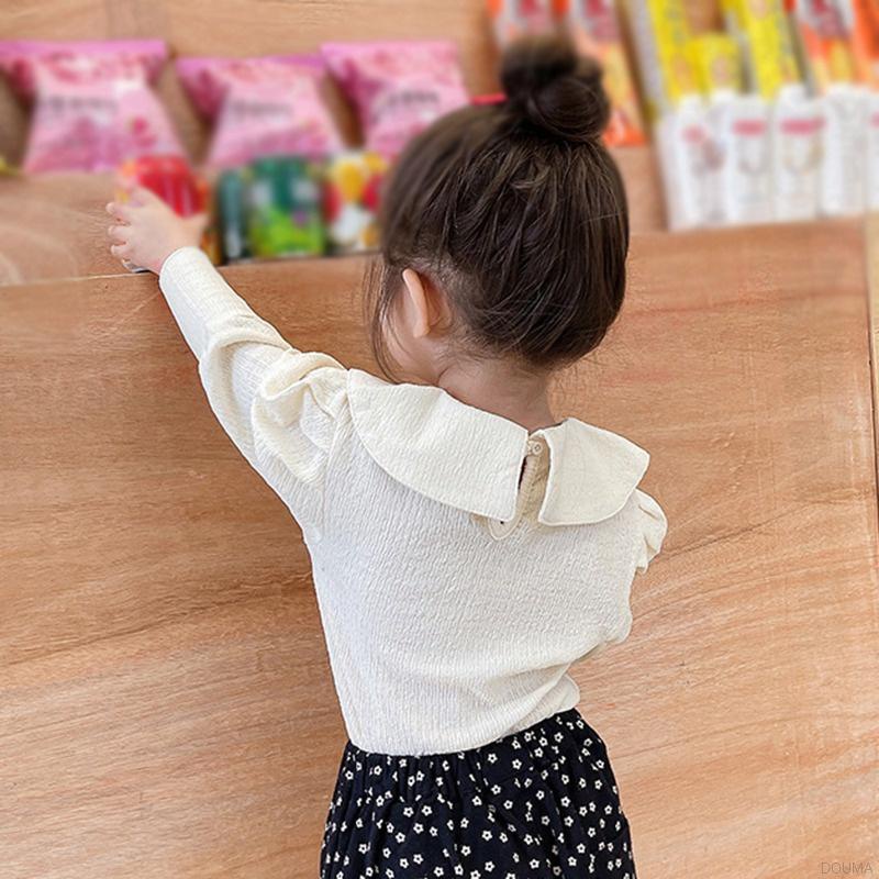 Áo tay phồng dài cổ tròn xinh xắn cho bé gái