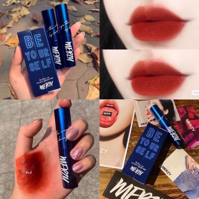 Son Kem Lì Merzy Another Me The First Velvet Tint Classic Blue 4.5g .#V6 Firenze Negroni Đỏ Gạch