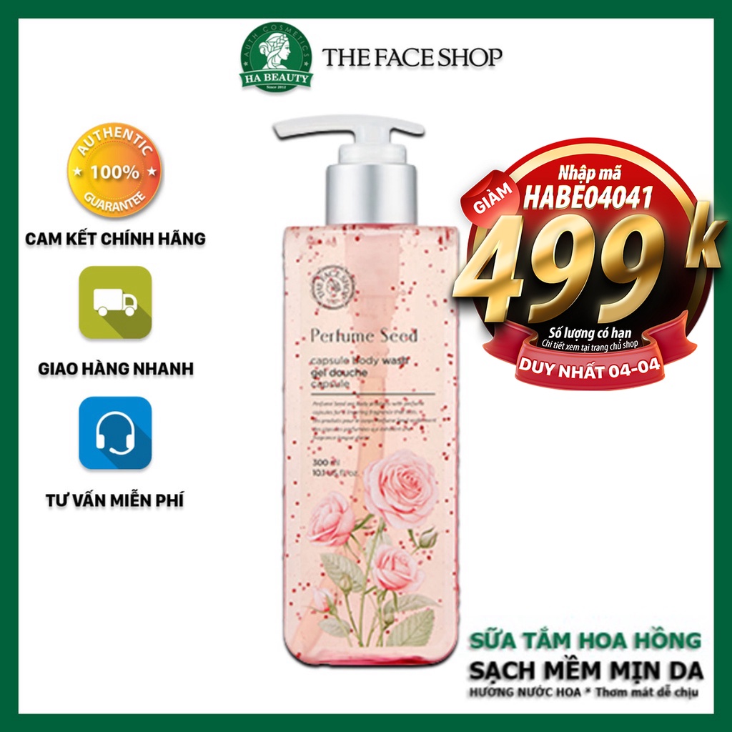 Sữa tắm dưỡng ẩm tốt trắng da thơm hương nước hoa hồng lưu hương lâu The Face Shop Perfume Seed Capsule Body Wash 300ml