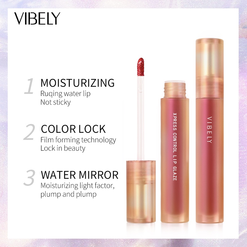 [Hàng mới về] Son môi dưỡng ẩm Vibely trang điểm hiệu ứng tráng gương lâu trôi không dính cốc