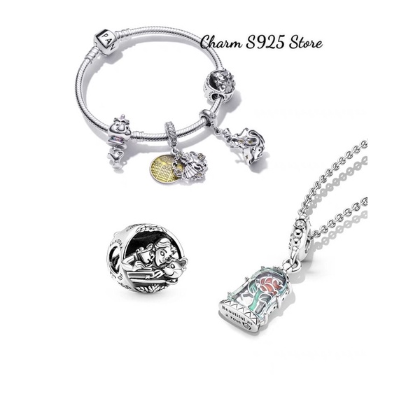 PAN ALE CHARM DISNEY NGƯỜI ĐẸP VÀ QUÁI VẬT BẠC S925 HÀNG CAO CẤP