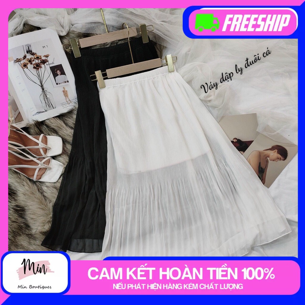 [Mã FASHIONT4WA2 giảm 10K đơn 50K] Chân váy midi dập ly dáng dài 2 lớp - vải voan | BigBuy360 - bigbuy360.vn
