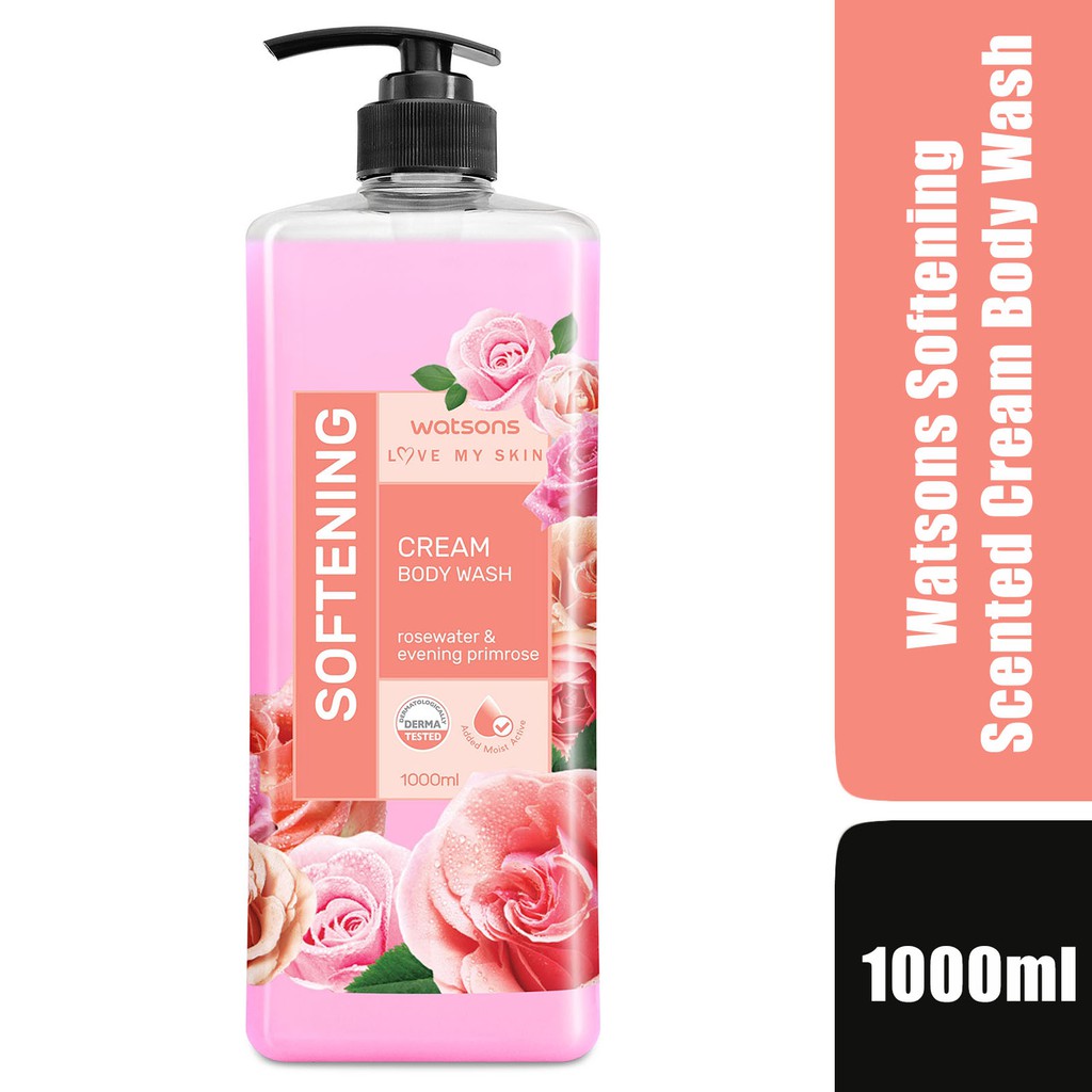 Kem Tắm Watsons Love My Skin Softening Rose Water&Evening Primrose Cream Body Wash Cân Bằng Da 1000ml