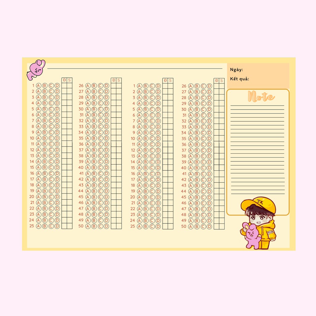 Phiếu Trả Lời Trắc Nghiệm Do Octopus27 Thiết Kế